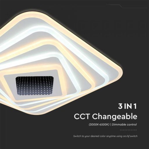 V-TAC 150W Smart Dekoratív mennyezeti LED lámpa távirányítóval 3in1  - 15356