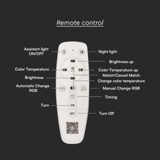 V-TAC 125W Smart Dekoratív mennyezeti LED lámpa távirányítóval 3in1  - 15359