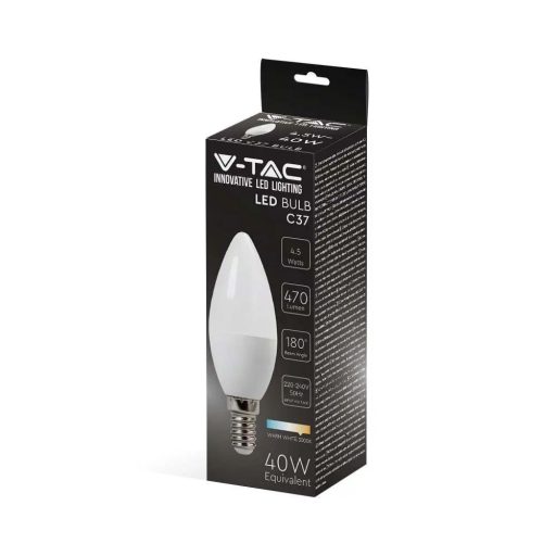 V-TAC LED izzó  E14 C37 5.5W 200° 6400K GYERTYA (SAMSUNG CHIP) - 173