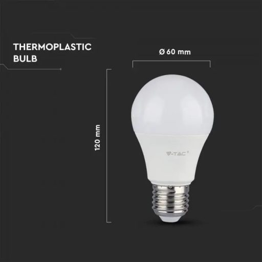 V-TAC LED izzó dimmelhető  E27 A60 12W 200° 6400K gömb (Samsung Chip) - 20185