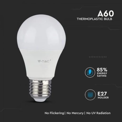 V-TAC LED izzó dimmelhető  E27 A60 12W 200° 6400K gömb (Samsung Chip) - 20185