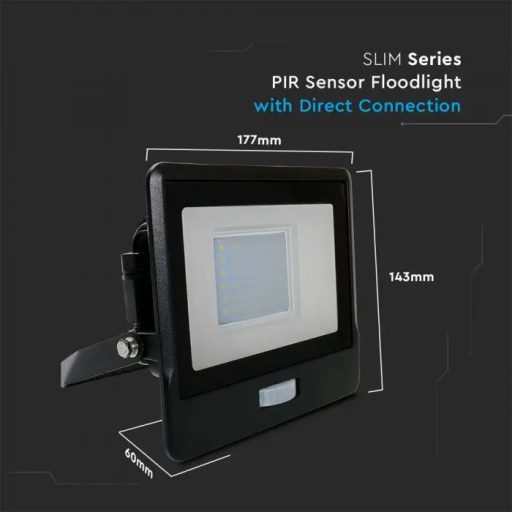 V-TAC 30W MOZGÁSÉRZÉKELŐS LED REFLEKTOR 100° 3000K FEKETE HÁZAS (SAMSUNG CHIP) - 20262