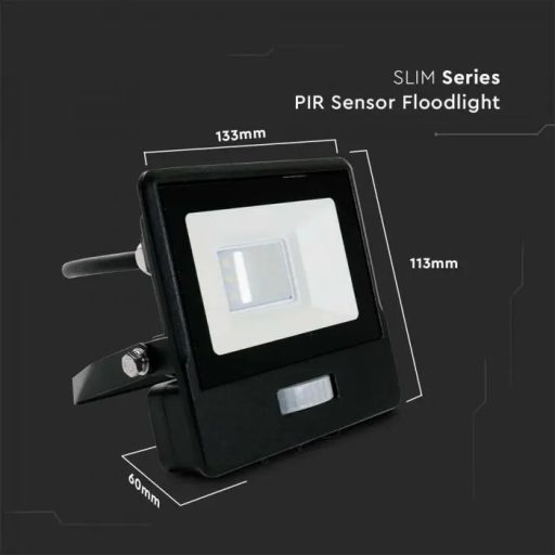 V-TAC 10W MOZGÁSÉRZÉKELŐS LED REFLEKTOR 100° 6500K FEKETE HÁZAS (SAMSUNG CHIP) - 20282