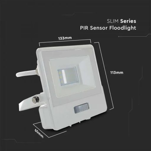 V-TAC 10W MOZGÁSÉRZÉKELŐS LED REFLEKTOR 100° 4000K FEHÉR HÁZAS (SAMSUNG CHIP) - 20293