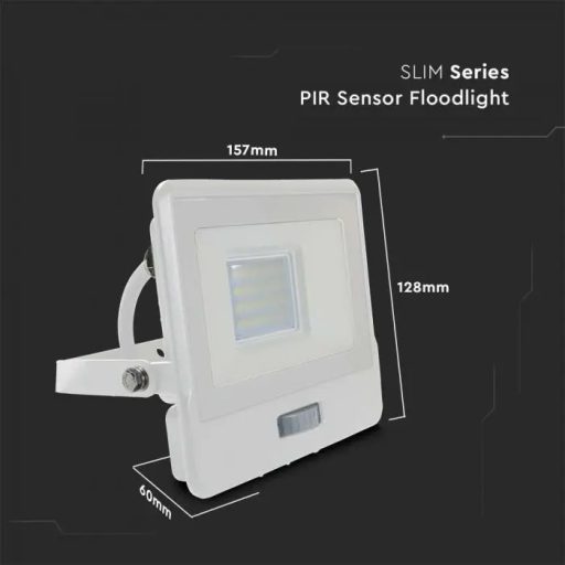 V-TAC 20W MOZGÁSÉRZÉKELŐS LED REFLEKTOR 100° 4000K FEHÉR HÁZAS (SAMSUNG CHIP) - 20296