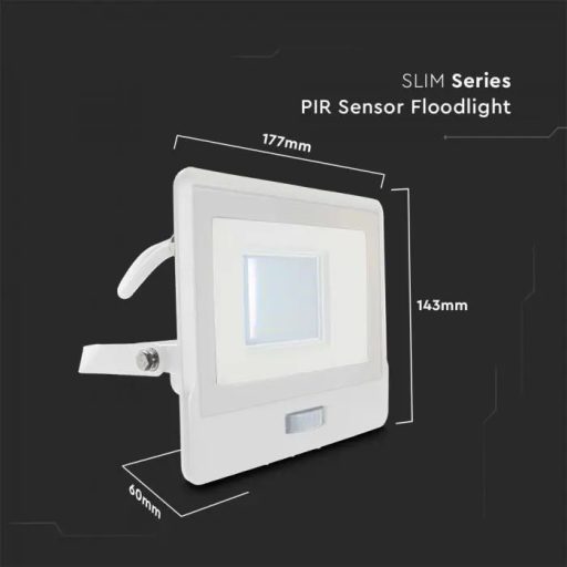 V-TAC 30W MOZGÁSÉRZÉKELŐS LED REFLEKTOR 100° 6500K FEHÉR HÁZAS (SAMSUNG CHIP) - 20300