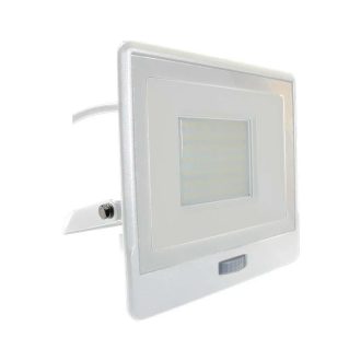   V-TAC 50W MOZGÁSÉRZÉKELŐS LED REFLEKTOR 100° 4000K FEHÉR HÁZAS (SAMSUNG CHIP) - 20302