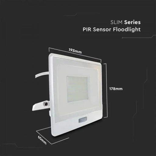 V-TAC 50W MOZGÁSÉRZÉKELŐS LED REFLEKTOR 100° 6500K FEHÉR HÁZAS (SAMSUNG CHIP) - 20303