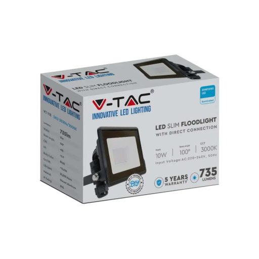 V-TAC 10W LED REFLEKTOR 100° 6500K FEKETE HÁZAS (SAMSUNG CHIP) - 20306