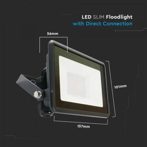 V-TAC 20W LED REFLEKTOR 100° 6500K FEKETE HÁZAS (SAMSUNG CHIP) - 20309