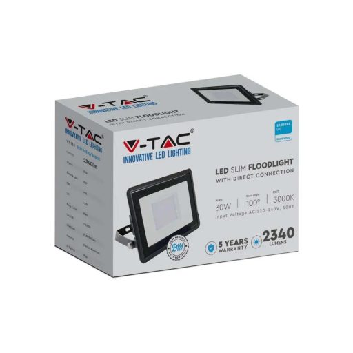 V-TAC 30W LED REFLEKTOR 100° 6500K FEKETE HÁZAS (SAMSUNG CHIP) - 20312