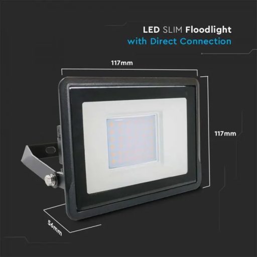 V-TAC 30W LED REFLEKTOR 100° 6500K FEKETE HÁZAS (SAMSUNG CHIP) - 20312