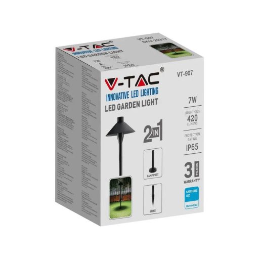 V-TAC Kerti állólámpa, kör fekete 7W 700 mm 3000K IP65- 20316