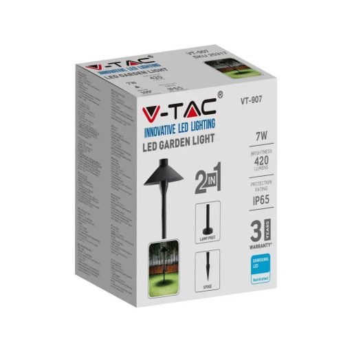V-TAC Kerti állólámpa, kör fekete 7W 700 mm 6400K IP65- 20318