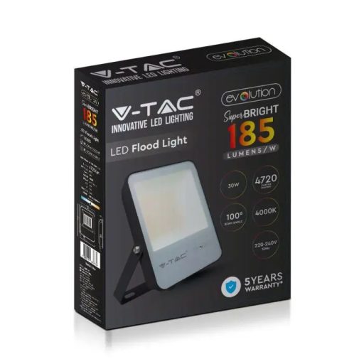 V-TAC 30W LED REFLEKTOR 100° 4000K 185LM/W FEKETE HÁZAS (SAMSUNG CHIP) - 20449