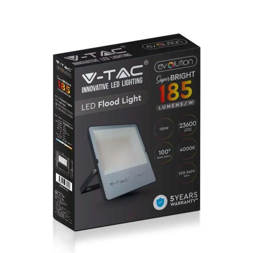 V-TAC 150W LED reflektor 100° 4000K 185LM/W fekete házas (Samsung Chip) - 20455