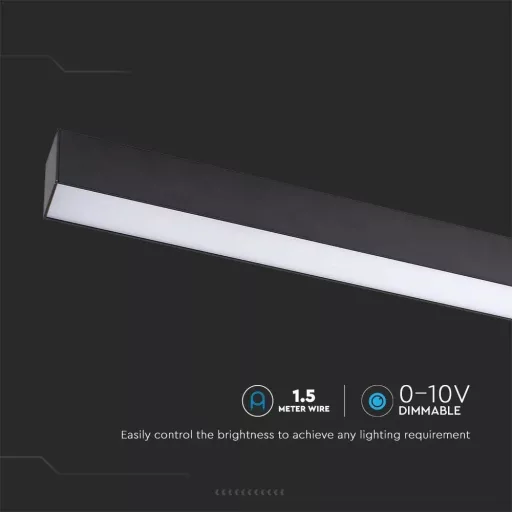 V-TAC Függeszthető lineáris LED dimmelhető lámpatest 40W 120cm Samsung chip 3000K fekete - 20462