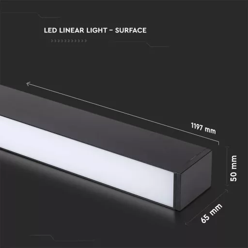 V-TAC Lineáris LED dimmelhető lámpatest 40W 120cm Samsung chip 6400K fekete - 20464
