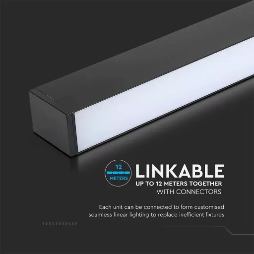 V-TAC Lineáris LED dimmelhető lámpatest 40W 120cm Samsung chip 6400K fekete - 20464