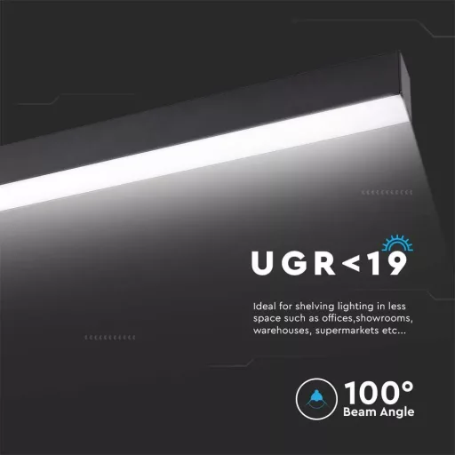 V-TAC Lineáris LED dimmelhető lámpatest 40W 120cm Samsung chip 6400K fekete - 20464