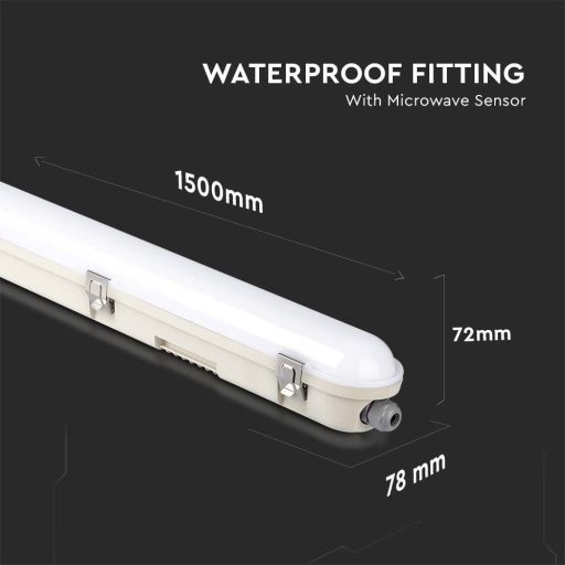 V-TAC 48W Vízálló LED armatúra tejfehér burával 150 cm 120° 120lm/W 4000K (Samsung Chip) IP65 - 20470