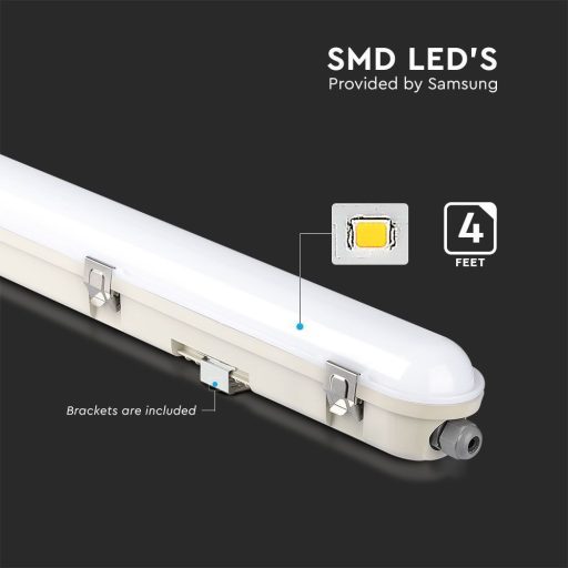 V-TAC 48W Vízálló LED armatúra tejfehér burával 150 cm 120° 120lm/W 4000K (Samsung Chip) IP65 - 20470