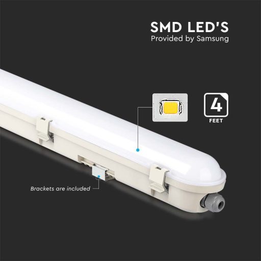 V-TAC 70W Vízálló LED armatúra tejfehér burával 150 cm 120° 120lm/W 6400K (Samsung Chip) IP65 - 20476