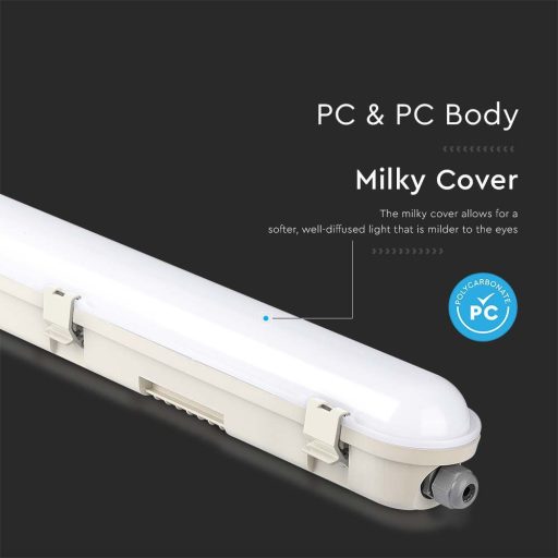 V-TAC 70W Vízálló LED armatúra tejfehér burával 150 cm 120° 120lm/W 6400K (Samsung Chip) IP65 - 20476