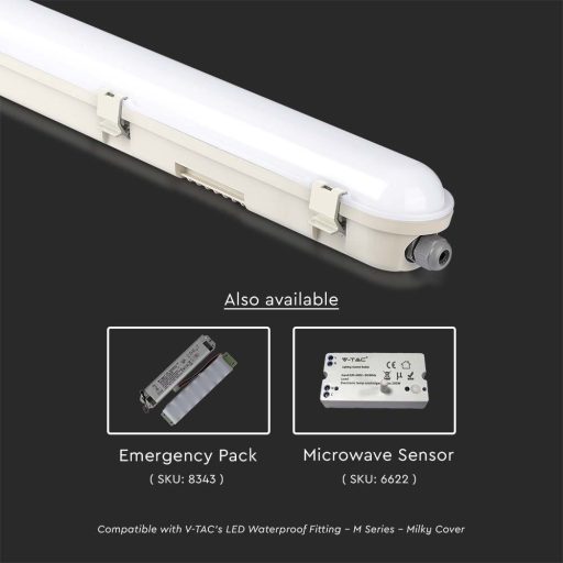 V-TAC 70W Vízálló LED armatúra tejfehér burával 150 cm 120° 120lm/W 6400K (Samsung Chip) IP65 - 20476