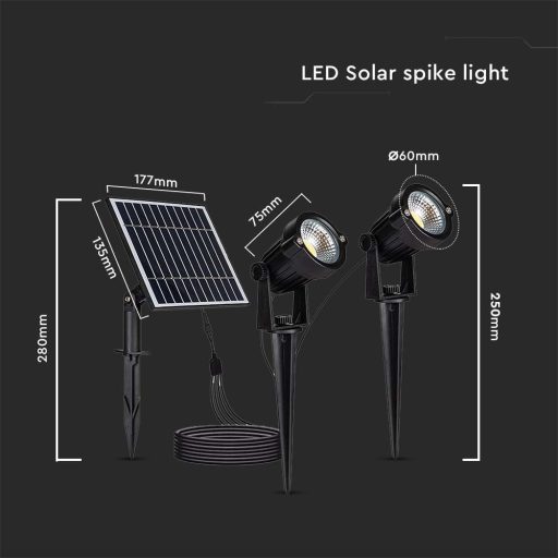 V-TAC 2x1.2W Napelemes (Solar) leszúrható kerti világítás - 20488