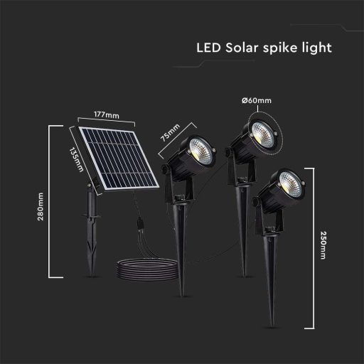 V-TAC 3x1.2W Napelemes (Solar) leszúrható kerti világítás - 20489