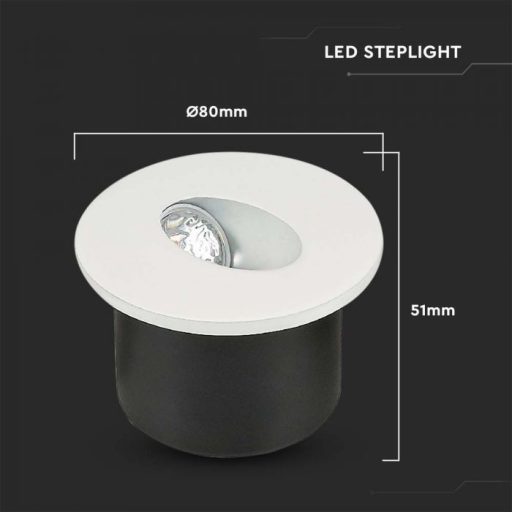 V-TAC Led lépcsőlámpa kerek forma 3W 3000K - 211207