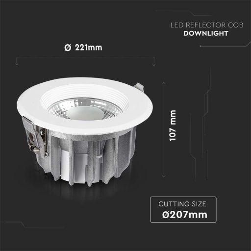 V-TAC Led beépíthető COB 30W 120lm/W 3000K - 211276