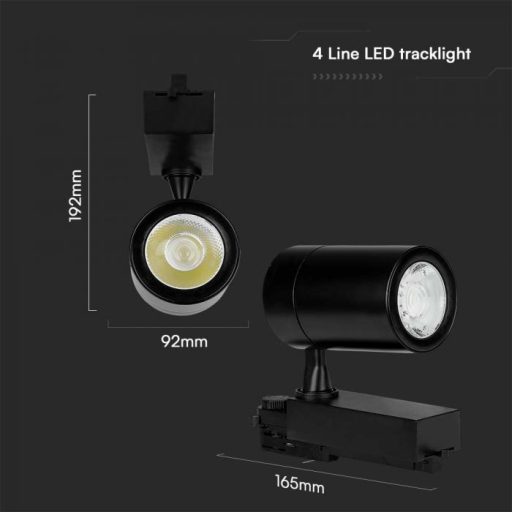 V-TAC 35W LED SÍNES LÁMPA fekete 3000K - 211285