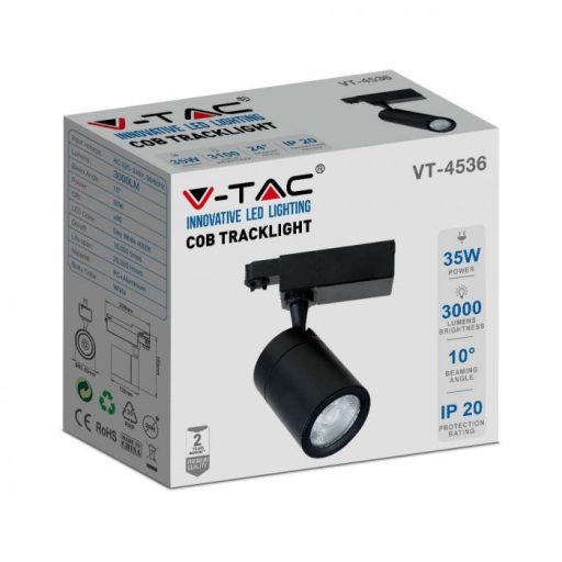 V-TAC 35W LED SÍNES LÁMPA fekete 6000K - 211287
