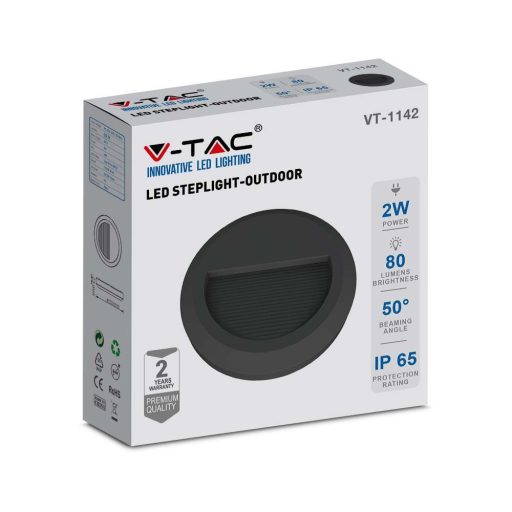 V-TAC Led lépcsőlámpa 2W fekete 4000K - 211316