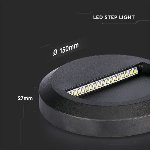 V-TAC Led lépcsőlámpa 2W fekete 4000K - 211316
