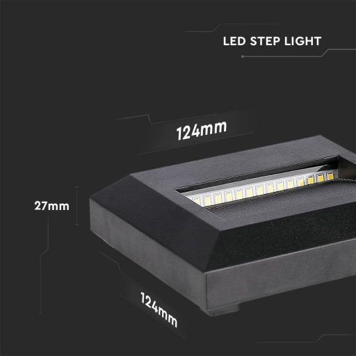 V-TAC Led lépcsőlámpa 2W fekete 3000K - 211323