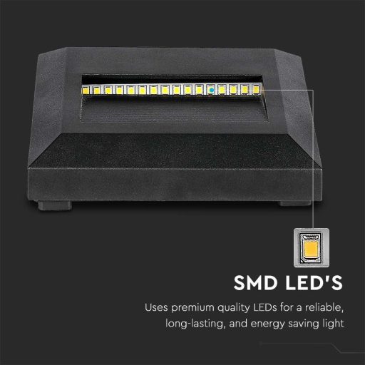 V-TAC Led lépcsőlámpa 2W fekete 3000K - 211323