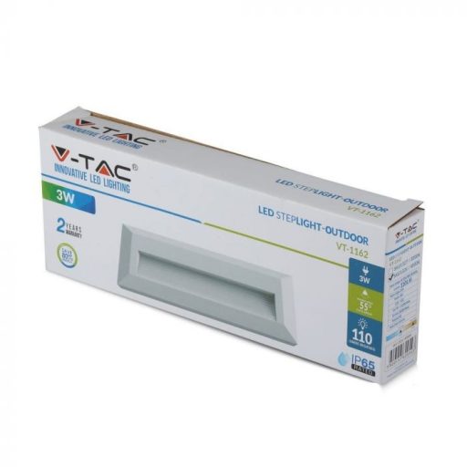 V-TAC Led lépcsőlámpa téglalap forma 3W fehér 4000K - 211326