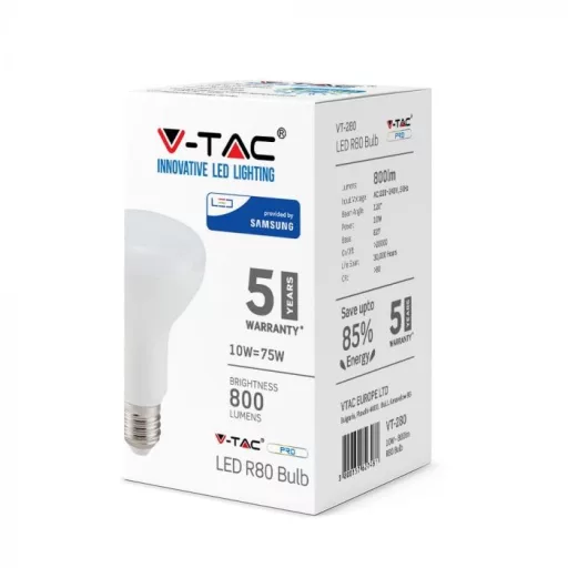 V-TAC LED izzó  E27 R80 10W 120° 4000K spot (Samsung Chip) - 21136