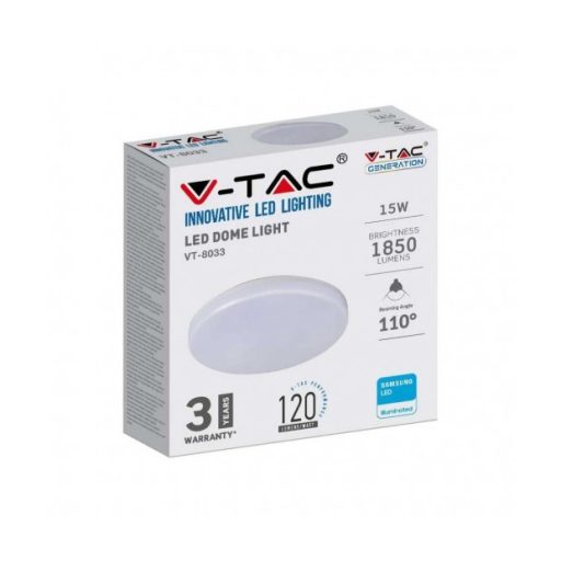 V-TAC LED mennyezeti kör lámpatest SAMSUNG CHIP 15W 125lm/W 3000K IP44 - 2113889