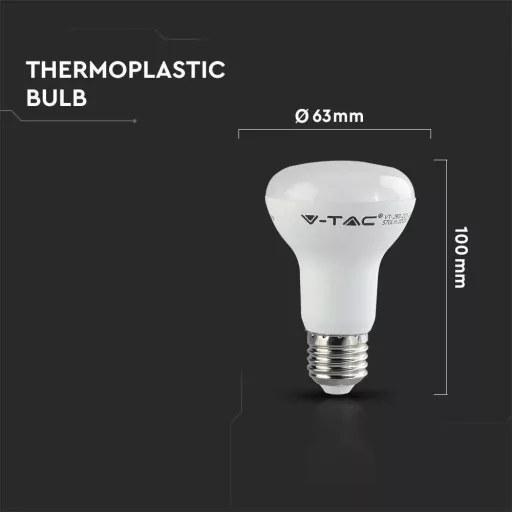 V-TAC LED izzó  E27 R63 8.5W 120° 3000K spot (Samsung Chip) - 21141