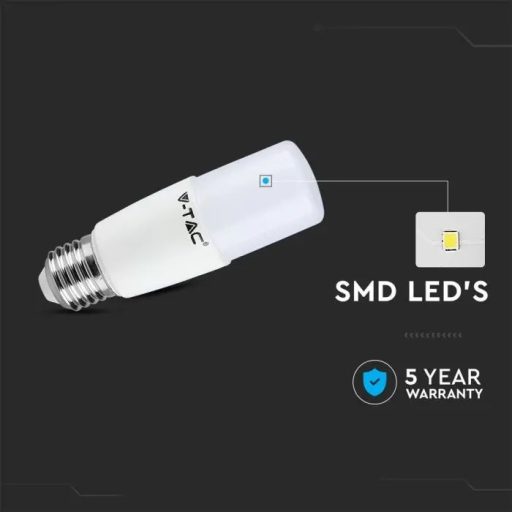 V-TAC LED izzó  E27 T37 7.5W 230° 4000K STIK, henger (Samsung Chip) - 21145