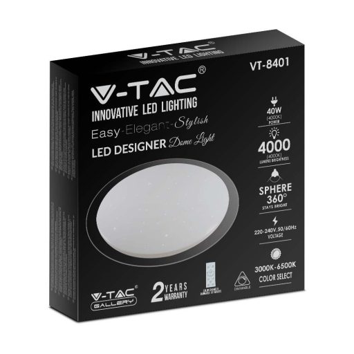 V-TAC Led mennyezeti lámpa csillagos búrával távirányítóval Φ465 20W/40W/20W - 2114741