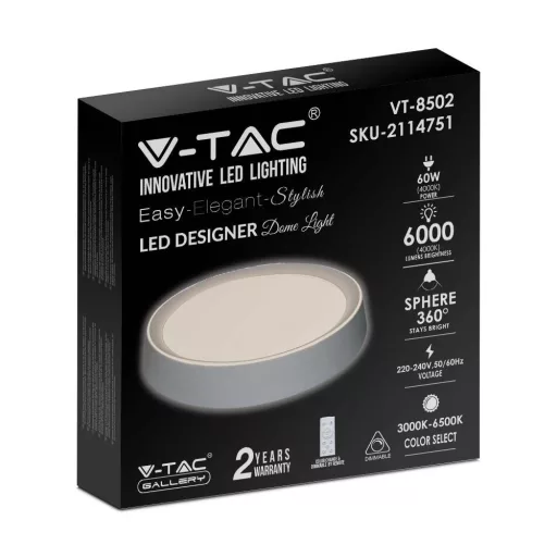 V-TAC Led mennyezeti lámpa távirányítóval Φ510 30W/60W/30W - 2114751