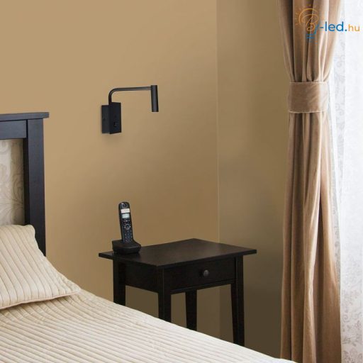 V-TAC 3W LED Fali olvasó lámpa USB porttal fekete 3000K - 211487