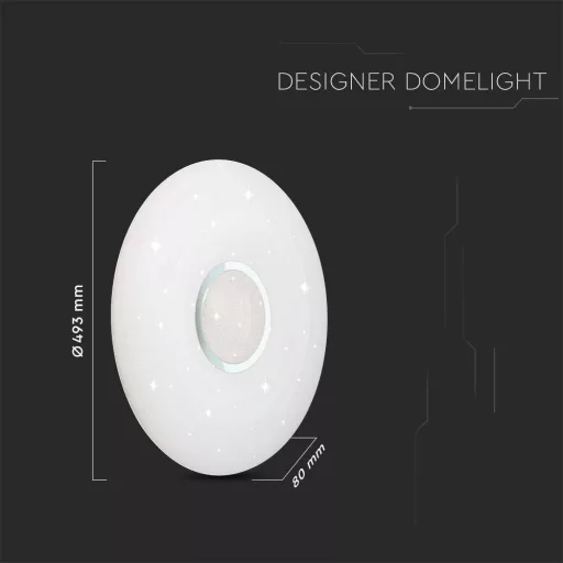 V-TAC Led mennyezeti lámpa csillagos búrával távirányítóval Φ493 30W/60W/30W - 2114911