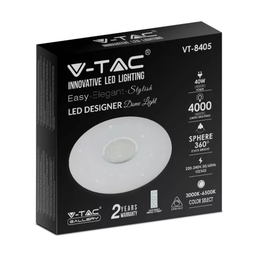 V-TAC Led mennyezeti lámpa csillagos búrával távirányítóval Φ393 20W/40W/20W - 2114941