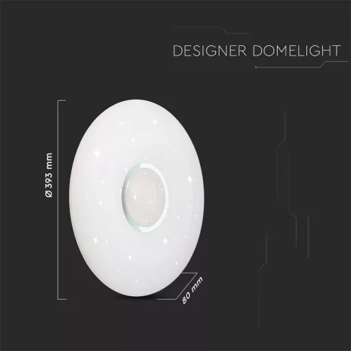 V-TAC Led mennyezeti lámpa csillagos búrával távirányítóval Φ393 20W/40W/20W - 2114941